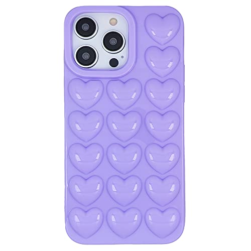 DMaos iPhone 14 Hülle für Frauen, 3D Pop Blase Herz Niedlich Gel Cover, Nette Girly für iPhone14 6,1 Zoll - Lavendel von DMaos