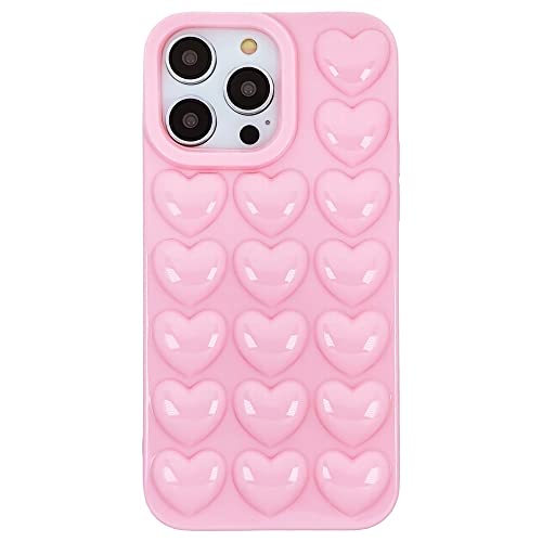 DMaos iPhone 14 Pro Hülle für Frauen, 3D Pop Blase Herz Niedlich Gel Cover, Nette Girly für iPhone14 Pro 6,1 Zoll - Pink von DMaos