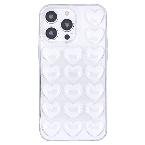 DMaos iPhone 14 Pro Max Hülle für Frauen, 3D Pop Blase Herz Niedlich Gel Cover, Nette Girly für iPhone14 Pro Max 6,7 Zoll - Transparent von DMaos