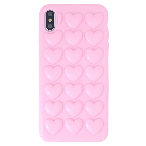 DMaos iPhone X/iPhone XS Hülle für Frauen, 3D Pop Blase Herz Niedlich Gel Cover, Nette Girly für iPhoneX/iPhoneXs 5,8 Zoll - Pink von DMaos