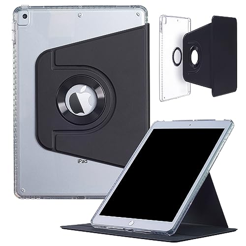 iPad 9. 8. 7. Generation 10,2 Zoll Hülle, iPad Air 3rd/iPad Pro 10,5 Zoll Hülle, DMaos Slim Magnetic Abnehmbare Smart Cover, Faltbarer Ständer, 360° drehbar - Schwarz von DMaos