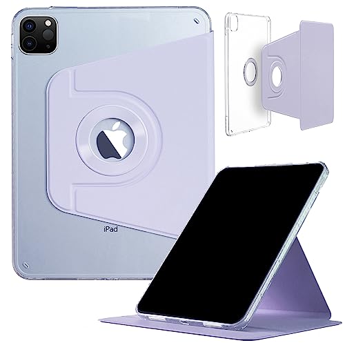 iPad Pro 11 Zoll 2022 2021 2020 2018 Hülle, iPad Air 5. 2022 4. 2020 10,9 Zoll Hülle, DMaos Slim Magnetic Abnehmbare Smart Cover, Faltbarer Ständer, 360° drehbar - Lavendel von DMaos