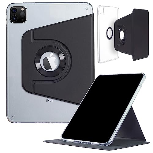 iPad Pro-3. 4. 5. 6. (11'') Hülle, iPad Air-6.(11'') Air-5. Air-4.((10,9'')) Hülle, DMaos Magnetic Abnehmbare Smart Cover, Faltbarer Ständer, 360° drehbar - Schwarz von DMaos