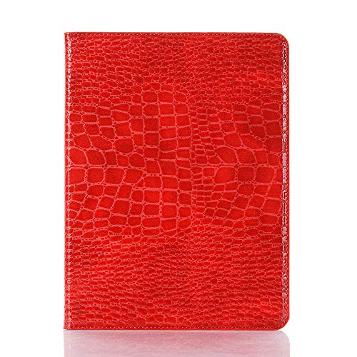 iPad Pro-3.4.5.6. (11'') Hülle für Frauen, iPad Air-6. (11'') Air-5.4. (10,9'') Hülle, DMaos Krokodil Reflector Synthetisches PU-Leder Folio Smart Cover mit Bleistifthalter - Rot von DMaos