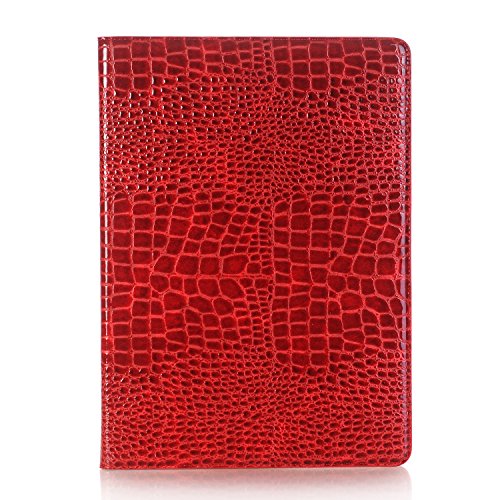 iPad Pro 12,9 Zoll 1. und 2. Erzeugung 2017 2015 Hülle für Damen, DMaos Krokodil Kunstlederständer Folio Smart Cover, Dokumentenkartenhalter – Rot von DMaos