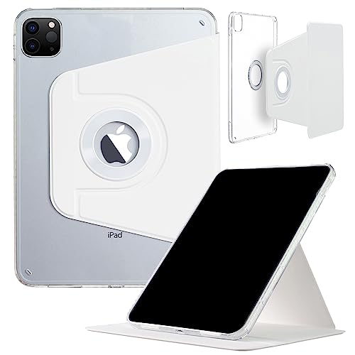 iPad Pro 12,9 Zoll 6. 5. 4. 3. Gen 2022 2021 2020 2018 Hülle, DMaos Slim Magnetic Abnehmbare Smart Cover, Faltbarer Ständer, 360° drehbar - Weiss von DMaos