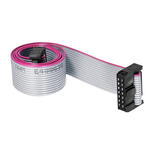 DMiotech 14-poliges Flachbandkabel mit 2,54 mm Rastermaß, 50 cm Länge, IDC Draht, FC zu FC Steckverbinder, A-Typ Jumperkabel, grau, für Computer, LED-Display, DVD von DMiotech