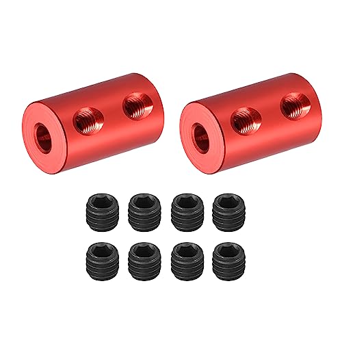 DMiotech 2 Pack 1/8-4mm Bohrung L20XD12 Starre Kupplung Welle Kupplung Gelenk Anschluss mit Schrauben Alu Legierung Motor Welle Anschluss für 3D-Drucker Rot von DMiotech