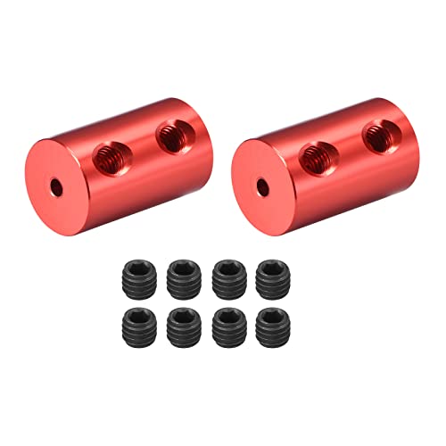 DMiotech 2 Pack 2-2mm Bohrung L20XD12 Starre Kupplung Welle Kupplung Gelenk Anschluss mit Schrauben Alu Legierung Motor Welle Anschluss für 3D-Drucker Rot von DMiotech