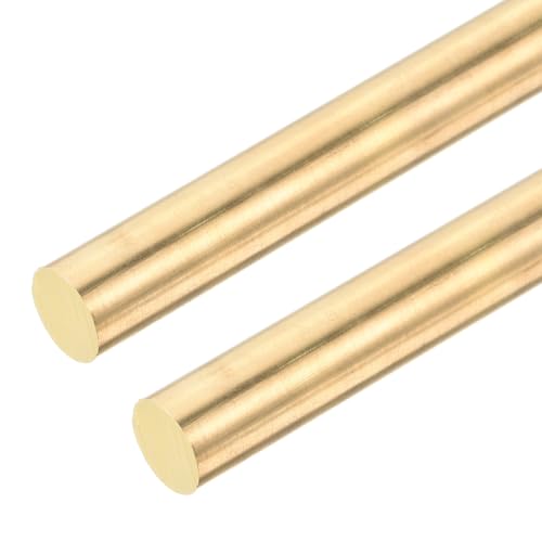DMiotech 2er Pack 10mm x 300mm Messingstangen, Massiver runder Messingstab für DIY-Handwerk Messingschweißstangen Drehbankstangen für Durchschläge Wellen Modellflugzeug Schiff Auto von DMiotech