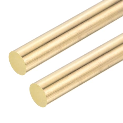 DMiotech 2er Pack 13mm x 100mm Messingstangen, Messingstäbe Massiver Runde Messingstab für DIY Handwerk Messingschweißstangen Drehbankstangen Durchschläge Wellen Modellflugzeug Schiff Auto von DMiotech
