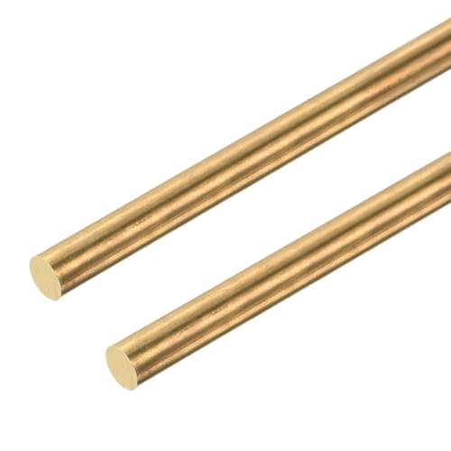 DMiotech 2er Pack 3mm x 300mm Messingstangen, Massiver runder Messingstab für DIY-Handwerk Messingschweißstangen Drehbankstangen für Durchschläge Wellen Modellflugzeug Schiff Auto von DMiotech