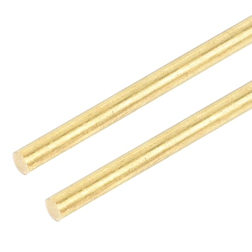 DMiotech 2er Pack 6mm x 350mm Messingstangen, Massiver runder Messingstab für DIY-Handwerk Messingschweißstangen Drehbankstangen für Durchschläge Wellen Modellflugzeug Schiff Auto von DMiotech