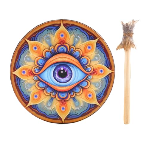 Shaman Drum - Handgefertigte schamanische Trommel | Mutter Erde/Geräusche aus der Natur | Spirit Musik Spielinstrument, Schamane Drum mit Schlagzeugstock für Musikinstrument Shaman Drum - Handgefertigte schamanische Trommel | Mutter Erde/Geräusche aus der Natur | Spirit Musik Spielinstrument, Schamane Drum mit Schlagzeugstock für Musikinstrument von DNCG