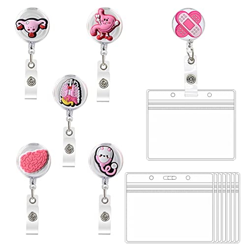 Ausweishalter Krankenschwester Badge Halter Abzeichen Retractable Einziehbare Reel Jojo Clip Ausziehbar Arzt Nurse Lehrer Karikatur für Namensschild Ausweisjojo(Rosa) von DNGH