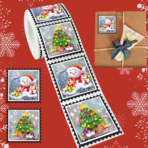 Weihnachtsaufkleber Weihnachten Aufkleber Schimmer Weihnachtssticker Selbstklebend Geschenkaufkleber für Flaschen Weihnachten Umschlag Verpackung Basteln(Silber) von DNGH