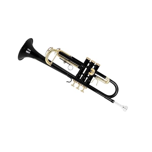 Professionell Trompete Neue schwarze Trompete mit großem Durchmesser Bb-Flachhorn exquisites Blechblasinstrument Trompetenbox-Mundstück von DNJID
