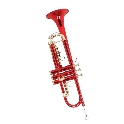 Professionell Trompete Neues rotes Trompeten-B-Flachhorn mit großem Durchmesser exquisites Blechblasinstrument Trompetenbox-Mundstück von DNJID