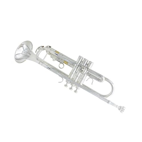 Professionell Trompete Silbernes Trompeten-B-Flachhorn mit großem Durchmesser exquisites Blechblasinstrument Trompetenkasten-Mundstück von DNJID