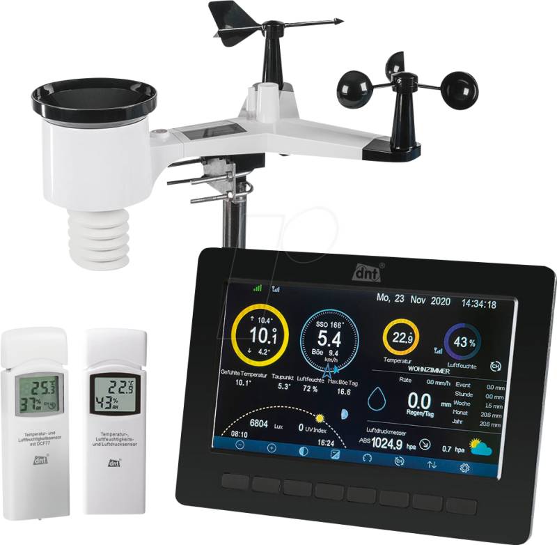 DNT WS PRO + SEN - Smarte Wetterstation + Zusatz-Thermo-/Hygrosensor von DNT