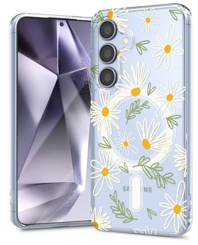 DNTMZIN Schutzhülle für Samsung Galaxy S24 5G 012-Daisy 03, dünn, magnetisch, transparent, kristallklar, stoßfest, kratzfest, vollständige Schutzhülle für Samsung Galaxy S24 5G 012 von DNTMZIN