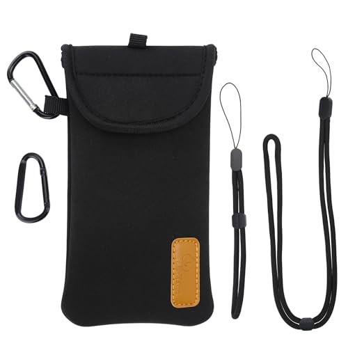 DOB SECHS Handyhülle Tasche Universal Pouch Handysocke, Neopren Handytasche Stoff für Smartphones, Tasche für Handy bis 6,7 Zoll, für iPhone Samsung Galaxy Google Pixel, Schwarz von DOB SECHS