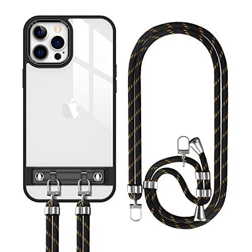 DOB SECHS Handykette Hülle Kompatibel mit iPhone 12 Pro Max, Necklace Hülle mit Band Handyhülle für zum Umhängen, Verstellbarer Halskette Handyhülle, Schwarz von DOB SECHS
