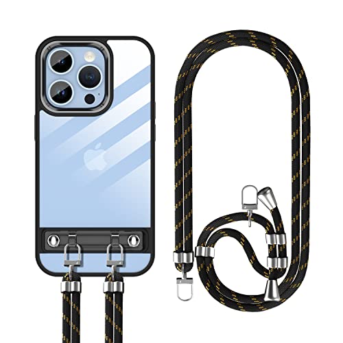 DOB SECHS Handykette Hülle Kompatibel mit iPhone 13 Pro, Necklace Hülle mit Band Handyhülle für zum Umhängen, Verstellbarer Halskette Handyhülle, Schwarz von DOB SECHS