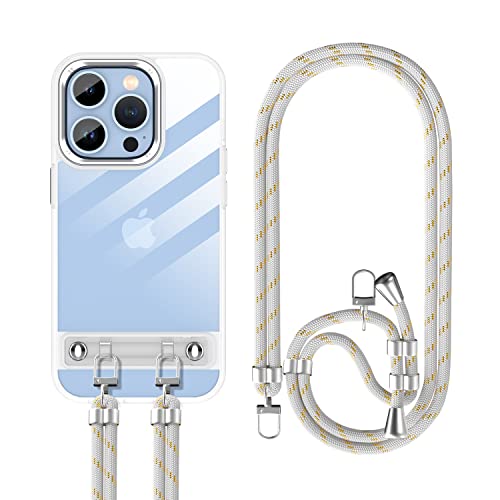 DOB SECHS Handykette Hülle Kompatibel mit iPhone 13 Pro, Necklace Hülle mit Band Handyhülle für zum Umhängen, Verstellbarer Halskette Handyhülle, Weiß von DOB SECHS