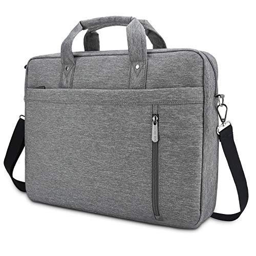 DOB SECHS Laptoptasche 15-15,6 Zoll Aktentaschen Notebooktasche Schulter Tasche für Uni Arbeit Business (Grau) von DOB SECHS