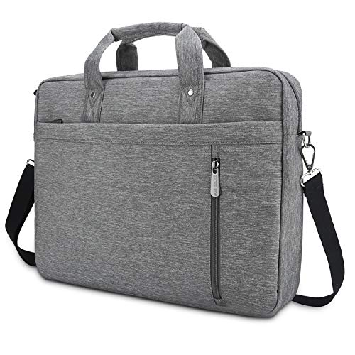 DOB SECHS Laptoptasche 17-17,3 Zoll Aktentaschen Notebooktasche Schulter Tasche für Uni Arbeit Business (Grau) von DOB SECHS