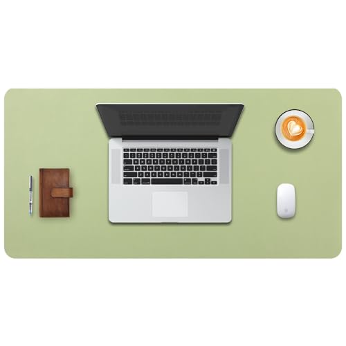 DOBAOJIA Erweitertes Mausepad Große Mausmat XL Schreibtischmatte Schreibtischunterlage für Laptop/Tastatur/Maus Schreibblock, PU Leder Wasserdicht + Wildleder rutschfest 80 x 40cm (Hellgrün) von DOBAOJIA