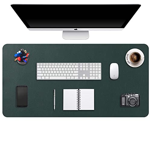 DOBAOJIA Erweitertes Mausepad Große Mausmat XXL Schreibtischmatte Schreibtischunterlage für Laptop/Tastatur/Maus Schreibblock, PU Leder Wasserdicht + Wildleder rutschfest 90 x 43cm (Dunkelgrün) von DOBAOJIA
