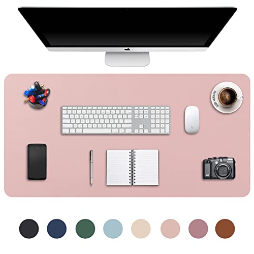 DOBAOJIA Erweitertes Mausepad Große Mausmat XXL Schreibtischmatte Schreibtischunterlage für Laptop/Tastatur/Maus Schreibblock, PU Leder Wasserdicht + Wildleder rutschfest 90 x 43cm (Rosa) von DOBAOJIA