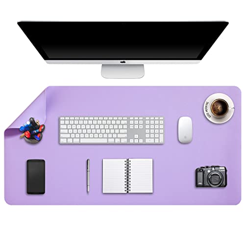 DOBAOJIA Große Schreibtischunterlage, Schreibtischmatte, Desk Pad, Schreibtischschutz, Schreibblock, für Laptop/Tastatur/Maus, Doppelseitige Verwendung PU Leder Wasserdicht 90 x 43cm(Violett/Violett) von DOBAOJIA