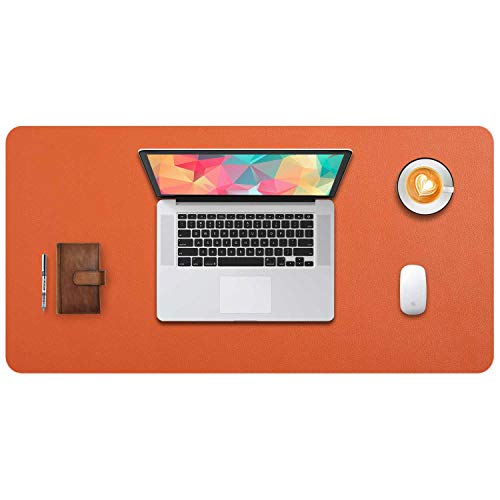 DOBAOJIA Große Schreibtischunterlage, Schreibtischmatte, Desk Pad, Schreibtischschutz, Schreibblock, für Laptop/Tastatur/Maus, PU Leder Wasserdicht + Wildleder Rutschfest 70 x 35cm (Orange) von DOBAOJIA