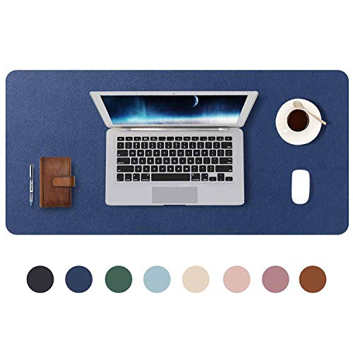 DOBAOJIA Mausepad Große Mausmat XL Schreibtischmatte Schreibtischunterlage Schreibtischpad für Laptop/Tastatur/Maus Schreibblock, PU Leder Wasserdicht + Wildleder rutschfest 80 x 40cm (Dunkelblau) von DOBAOJIA