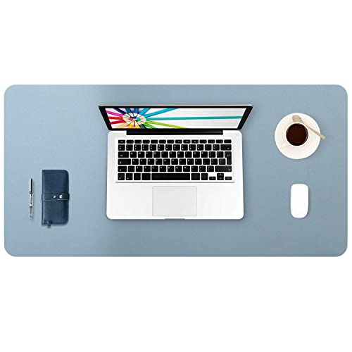 DOBAOJIA Mausepad Große Mausmat XL Schreibtischmatte Schreibtischunterlage Schreibtischpad für Laptop/Tastatur/Maus Schreibblock, PU Leder Wasserdicht + Wildleder rutschfest 80 x 40cm (Graublau) von DOBAOJIA