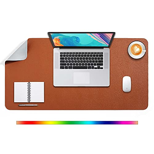 DOBAOJIA Mausepad XL, Große Mausmat, Laptop-Schreibtischmatte, Schreibtischunterlage, Büro Schreibtisch Pad, Schreibblock, Doppelseitige Verwendung PU Leder Wasserdicht, 80 x 40cm Braun/Grau von DOBAOJIA