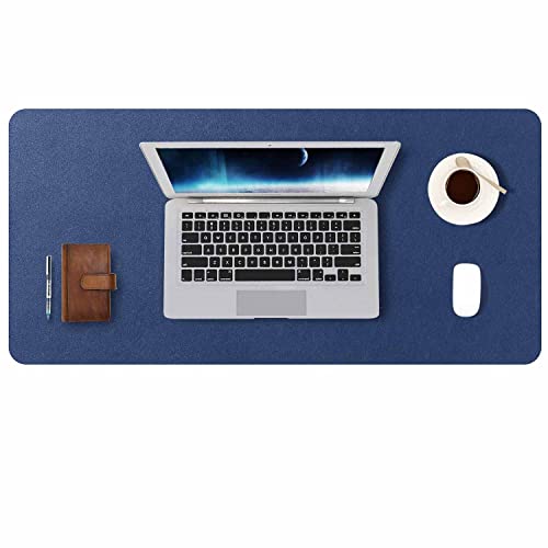 DOBAOJIA Schreibtischunterlage Blau, Schreibtischmatte, Desk Pad, Schreibtischschutz, Schreibblock, für Laptop/Tastatur/Maus, PU Leder Wasserdicht + Wildleder Rutschfest 70 x 35cm(Dunkelblau) von DOBAOJIA