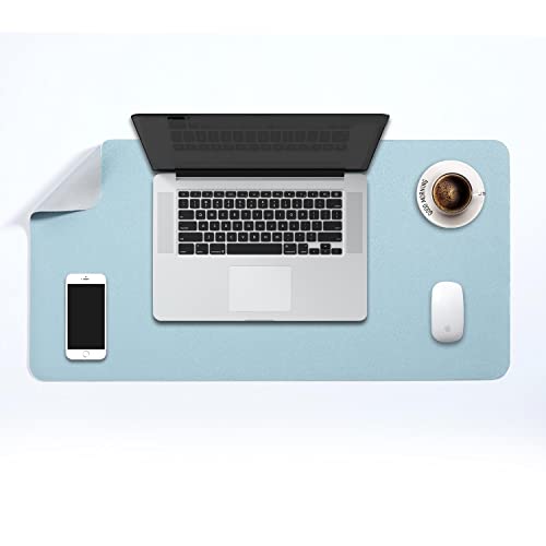 Mausepad XL, Große Mausmat, DOBAOJIA Laptop-Schreibtischmatte, Schreibtischunterlage, Büro Schreibtisch Pad, Schreibblock, Doppelseitige Verwendung PU Leder Wasserdicht, 70 x 35cm Hellblau/Silber von DOBAOJIA