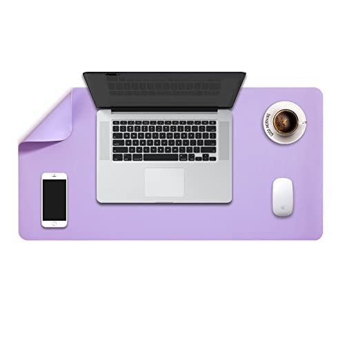 Mausepad XL, Große Mausmat, DOBAOJIA Laptop-Schreibtischmatte, Schreibtischunterlage, Büro Schreibtisch Pad, Schreibblock, Doppelseitige Verwendung PU Leder Wasserdicht, 70 x 35cm Violett/Violett von DOBAOJIA