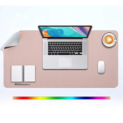 Mausepad XL, Große Mausmat, DOBAOJIA Laptop-Schreibtischmatte, Schreibtischunterlage, Büro Schreibtisch Pad, Schreibblock, Doppelseitige Verwendung PU Leder Wasserdicht 80 x 40cm (Pink/Silber) von DOBAOJIA