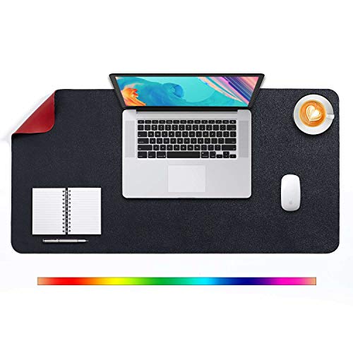 Mausepad XL, Große Mausmat, DOBAOJIA Laptop-Schreibtischmatte, Schreibtischunterlage, Büro Schreibtisch Pad, Schreibblock, Doppelseitige Verwendung PU Leder Wasserdicht 80 x 40cm (Schwarz/Rot) von DOBAOJIA