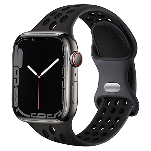 DOBSTFY Armband Kompatibel mit Apple Watch Armband 38mm 40mm 41mm 42mm 44mm 45mm 49mm für Damen Herren, Atmungsaktives Silikon Sport Armbänder für iWatch Series 8 7 6 5 4 3 2 1 SE von DOBSTFY