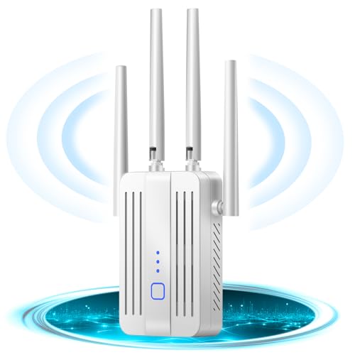 2025 Leistungsstarker WLAN-Repeater für Zuhause, einfach einzurichtender WiFi-Verstärker, 300 Mbps 2,4 GHz mit LAN-Anschluss, kompatibel mit Router und Modem (4 Antennas) von DOBWGXZ