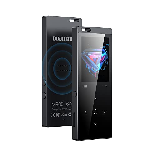 DODOSOUL 64GB MP3 Player Bluetooth MP3-Player mit Kopfhörer FM Radio Diktiergerät Mini-Design HiFi-Sound E-Book Reader Fotoalbum Ideal für Sport von DODOSOUL