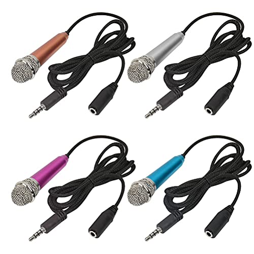DODUOS 4Pcs Mini Mikrofon für Handy, kleines mikrofon, Tragbares Gesangsmikrofon Mini Karaoke Mikrofon Kondensatormikrofon für Laptop Notebook von DODUOS