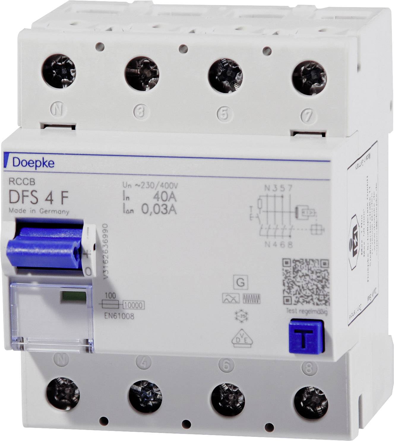 DOEP Fi-Schutzschalter DFS4-040-4/0,03-F Mischfrequenzsens. Typ F 09134820 von DOEPKE SCHALTGERAETE GMBH & CO