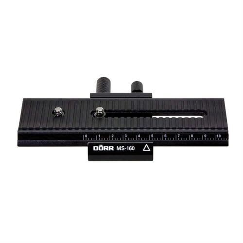 Dörr Makro Einstellschlitten MS-160 für Kompakt/DSLR/DSLM System, Einstellbereich 10 cm, anschluss (Kamera 2x 1/4 Zoll und Stativ 1/4 Zoll) von DÖRR